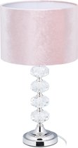 Relaxdays tafellamp fluweel - E14 fitting - kristal nachtkastlamp - schemerlamp op voet