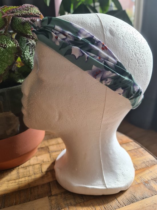 Bandeau / Bandeau de couleur vert avec motif floral (kawaii, animé, manga, bohème, mode, mode, tendance)