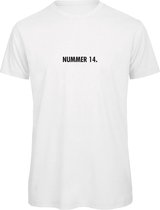 T-shirt Wit S - nummer 14 - zwart - soBAD. | T-shirt unisex | T-shirt man | T-shirt dames | Voetbalheld | Voetbal | Legende