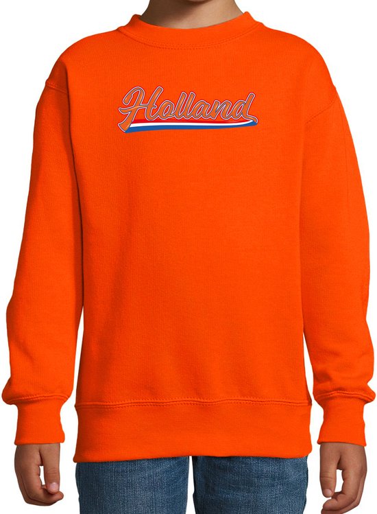Oranje fan sweater voor kinderen - Holland met Nederlandse wimpel - Nederland supporter - EK/ WK trui / outfit 142/152 (11-12 jaar)