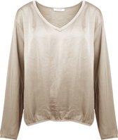 Top Luna - Top met Zijde - Satijnen Voorpand - Beige