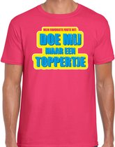 Foute party Doe mij maar een toppertje verkleed/ carnaval t-shirt roze heren - Foute hits - Foute party outfit/ kleding 2XL