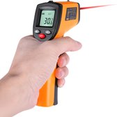 Infrarood Thermometer – Warmtemeter – Draadloos met Laserpointer – Meetbereik -50˚C tot + 380˚C – Geel
