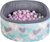 Welox Ballenbak incl. 200 ballen - Grijs / Roze - Ø 90x40cm - Ballen in wit, grijs en roze