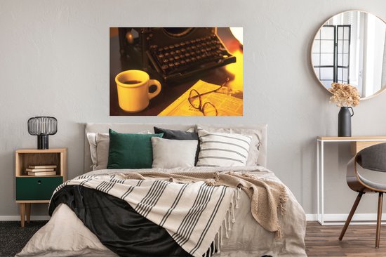 Machine à écrire avec du papier pour affiche de café