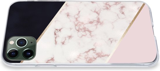 Coque iPhone 11 Pro - Marbre - Or rose - Luxe - Siliconen