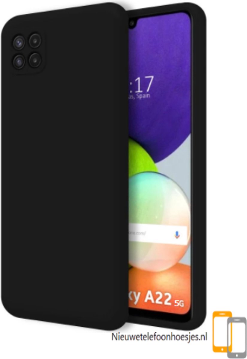 Samsung Galaxy A22 - 5G Siliconen backcover hoesje zwart * LET OP JUISTE MODEL *