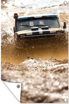 Tuinposter - Tuindoek - Tuinposters buiten - Auto - Race - Modder - 80x120 cm - Tuin