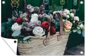 Affiche jardin - Toile Posters de jardin extérieur - Roses - Fleurs - Panier - 120x80 cm - Jardin
