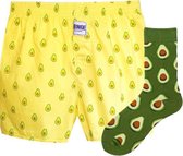 Binkie Compleet Box | Avocado Boxershort maat L/XL en Avocado Sokken maat 43-46 | Cadeau voor Hem