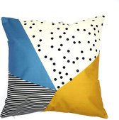 Kussenhoes Silke Nordic | Colorblock | Oker/Blauw | 45 x 45 cm | Exclusief binnenkussen