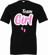 Shirt voor een gender reveal party-Team Girl met babyvoetjes-Maat M
