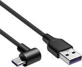 USB C laadkabel - 3A - USB C naar USB A kabel - Haaks - Zwart - 1.5 meter