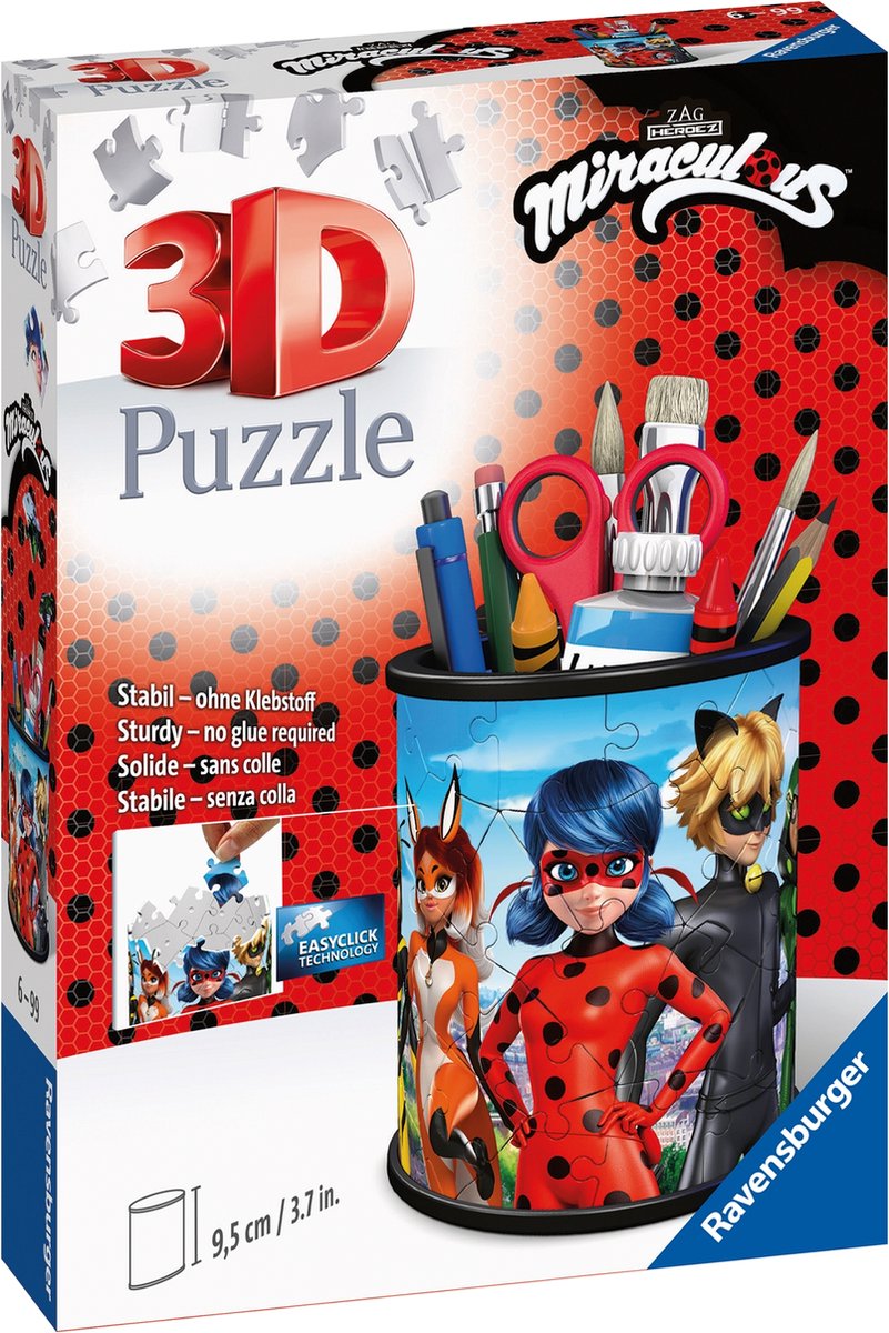 Ravensburger Pennenbak Miraculous - 3D Puzzel - 54 stukjes