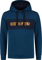 North Sails Organic Fleece Printed Hoody  Trui - Mannen - blauw/donker blauw/oranje