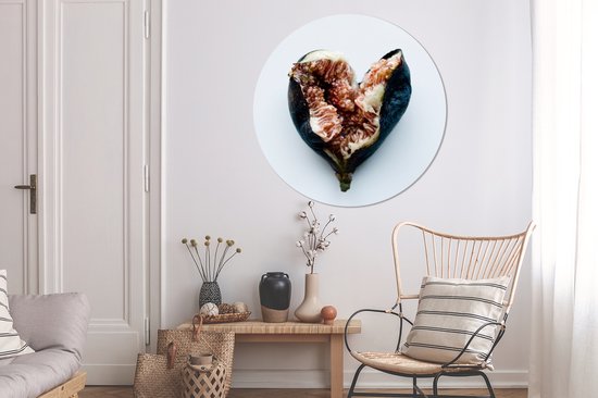 Une figue écrasée mais belle sur fond blanc en forme de coeur Assiette ronde en plastique ⌀ 150 cm XXL / Groot format!