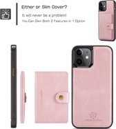 GSMNed – Hoogwaardig iPhone 12 Mini Roze – Luxe Leren Pu Hoesje – iPhone 12 Mini Roze – Design – Met magnetische portemonnee