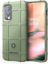 OnePlus Nord 2 Hoesje - Rugged Shield TPU Gelcase - Groen - GSM Hoesje - Telefoonhoesje Geschikt Voor: OnePlus Nord 2