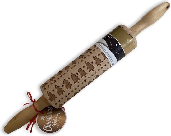 deegroller met patroon, reliëf, deegroller van hout, 3D houten