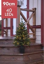 Sapin de Noël LED "Byske" 90 cm - Convient également pour l'extérieur - Couleur de la lumière : Wit chaud - Fonctionne sur piles - Avec fonction minuterie - Décoration de Noël