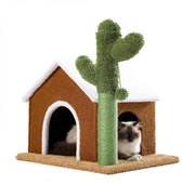 Kamyra® Cactus Krabpaal met Huisje voor Katten - Kattenspeelgoed - Geschikt voor Kittens - 54 CM