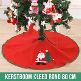 Allernieuwste KerstboomROK Kerstman - Rond Kerstboomkleed onder de Kerstboom - Decoratie Kleed Kerst - Rood met Groene Bies - 80 cm