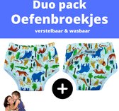DUO pack - oefenbroekjes - dierenprint - wasbaar - zindelijkheidstraining kind - voor jongens en meisjes - verstelbaar met drukknopen - vanaf 1 t/m 3 jaar - ca. 10 tot 16 kg - duur