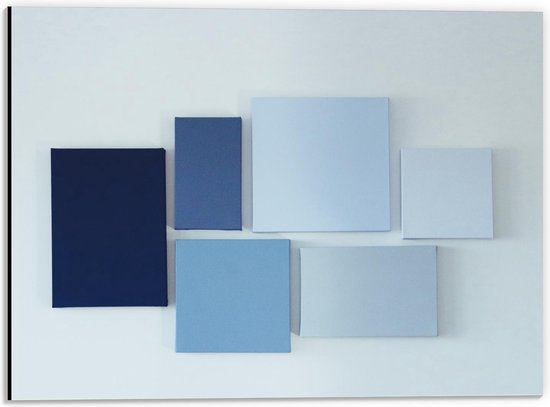 Dibond - Blauwe Kleurenwaaier - 40x30cm Foto op Aluminium (Wanddecoratie van metaal)