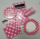 Polka dots stippen borden bekers servetten pakket roze