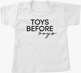 Toys before boys T-shirt White – maat 80