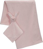 Gepersonaliseerde fleece deken | fleece deken | roze konijn| tutpopje | deken en tutpopje | konijn | deken met naam | baby en kind