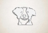 Wanddecoratie - Border Collie puppy - S - 45x60cm - Wit - muurdecoratie - Line Art