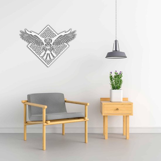 Line Art - Eagle 2 avec fond - XS - 22x30cm - Wit - décoration murale géométrique