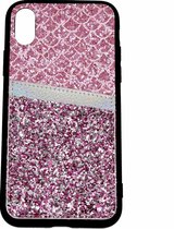 Shieldcase Kaarthouder glitter roze case geschikt voor Apple iPhone Xr
