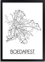 Boedapest Plattegrond poster A2 + fotolijst zwart (42x59,4cm) - DesignClaud