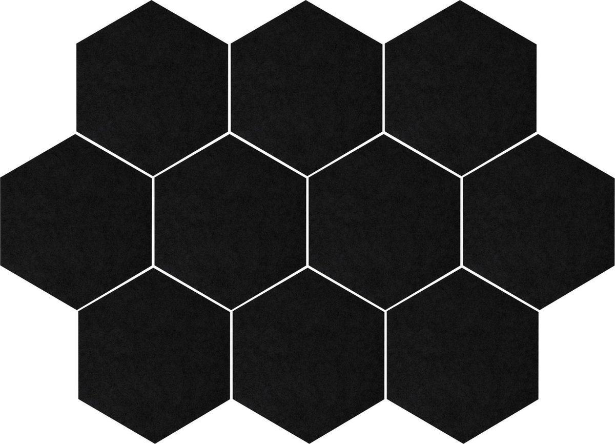 QUVIO Memobord Hexagon bulletin / Wandborden / Planborden / Wand organizer - Set van 10 tegels - Zwart - QUVIO