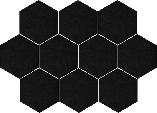 QUVIO Memobord Hexagon bulletin / Wandborden / Planborden / Wand organizer - Set van 10 tegels - Zwart - QUVIO