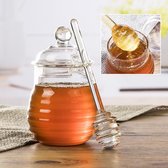 Honingpot van glas - 270 ml - 7.2x 7.2 x 13.7 cm