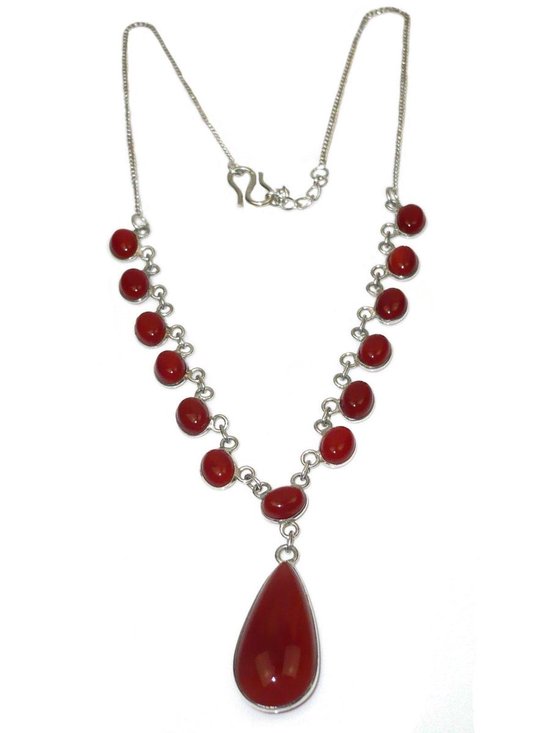 1001musthaves.com Dames collier rode onyx collier lengte 45 cm verstelbaar