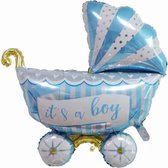 Kinderwagen ballon - XL -94x81cm - Blauw - Folie ballon - Themafeest - Babyshower - Geboorte - It's a Boy - Versiering - Ballonnen - Helium ballon