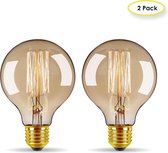 Retro Lights 2 x Edison kooldraad lamp, vintage retro gloeilamp, filament antiek bulb, E27 grote fitting 60 watt-G80 Eekhoorn Retro Lights