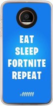 6F hoesje - geschikt voor Motorola Moto Z Force -  Transparant TPU Case - Fortnite - Eat Sleep Fortnite Repeat #ffffff