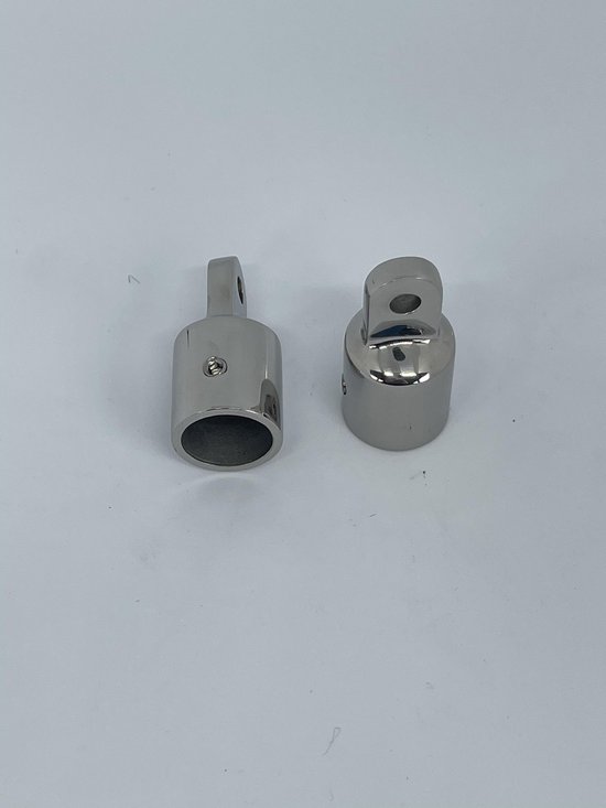 Foto: 2x rvs eindstuk 20mm bootkap buiskapbeslag buisbeslag 