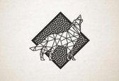 Line Art - Wolf 4 met achtergrond - M - 60x62cm - Zwart - geometrische wanddecoratie