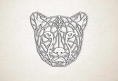 Line Art - Cheetah - XS - 25x27cm - Wit - geometrische wanddecoratie