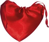 12st. zakje hart in satijn rood met trekkoord | valentijn | geschenkverpakking | feestdecoratie | tafeldecoratie | huwelijk | jubileum | knutsel | hobby