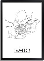 Twello Plattegrond poster A4 + fotolijst zwart (21x29,7cm) - DesignClaud