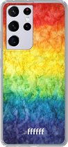 6F hoesje - geschikt voor Samsung Galaxy S21 Ultra -  Transparant TPU Case - Rainbow Veins #ffffff