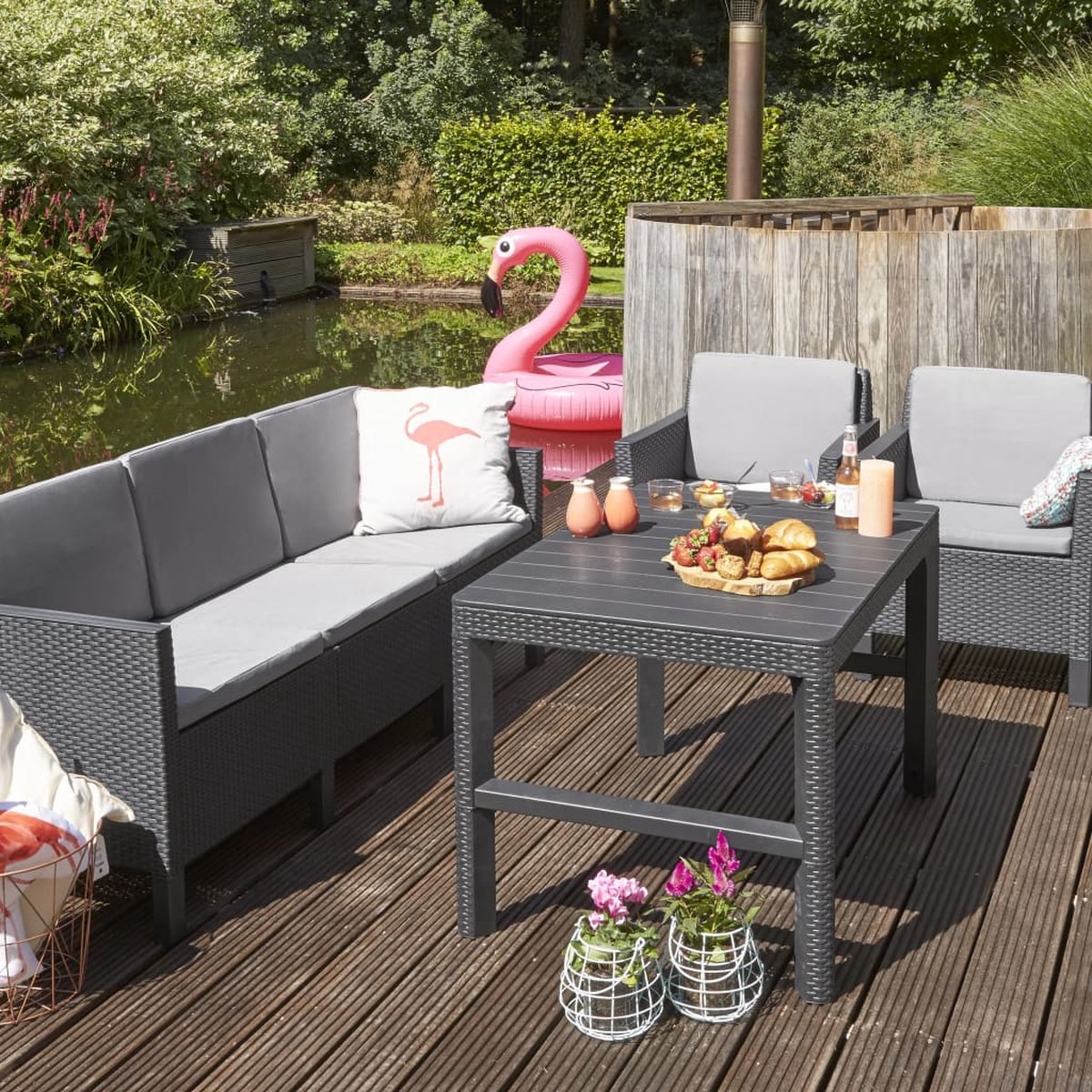 Allibert Lyon Verstelbare Tuintafel - 116x71,5x66/40 cm - Grafiet thumbnail 4