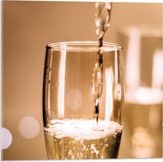 Acrylglas - Champagneglas - 50x50cm Foto op Acrylglas (Wanddecoratie op Acrylglas)